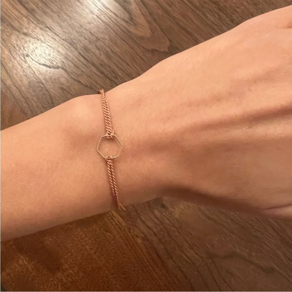 Rose Tan Hexagon Yarn Bracelet